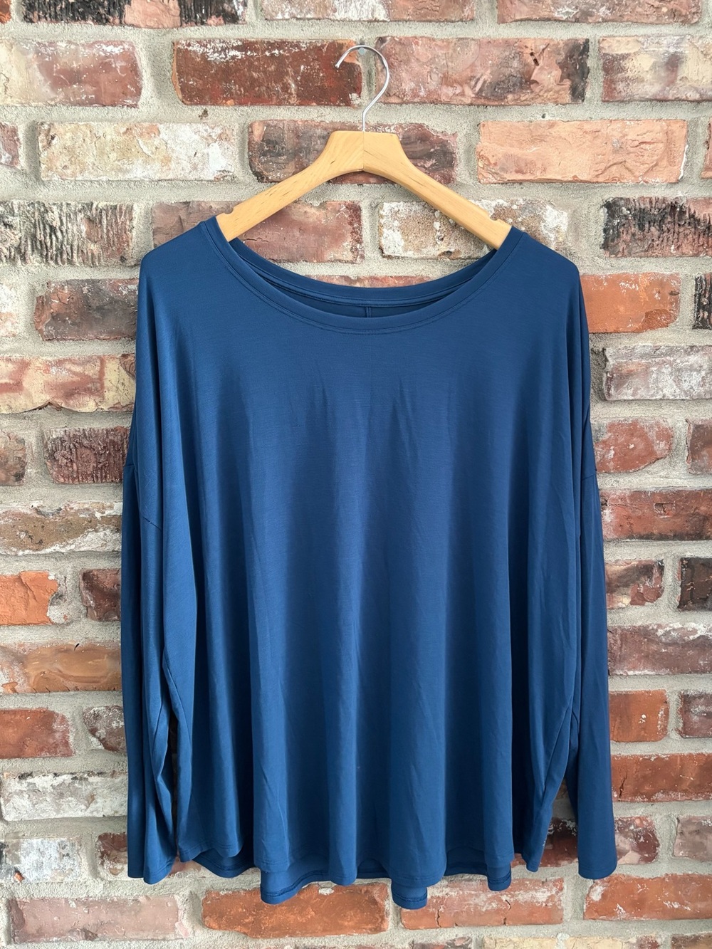 Athleta Blue Move With Ease Long Sleeve Shirt Top, 2X